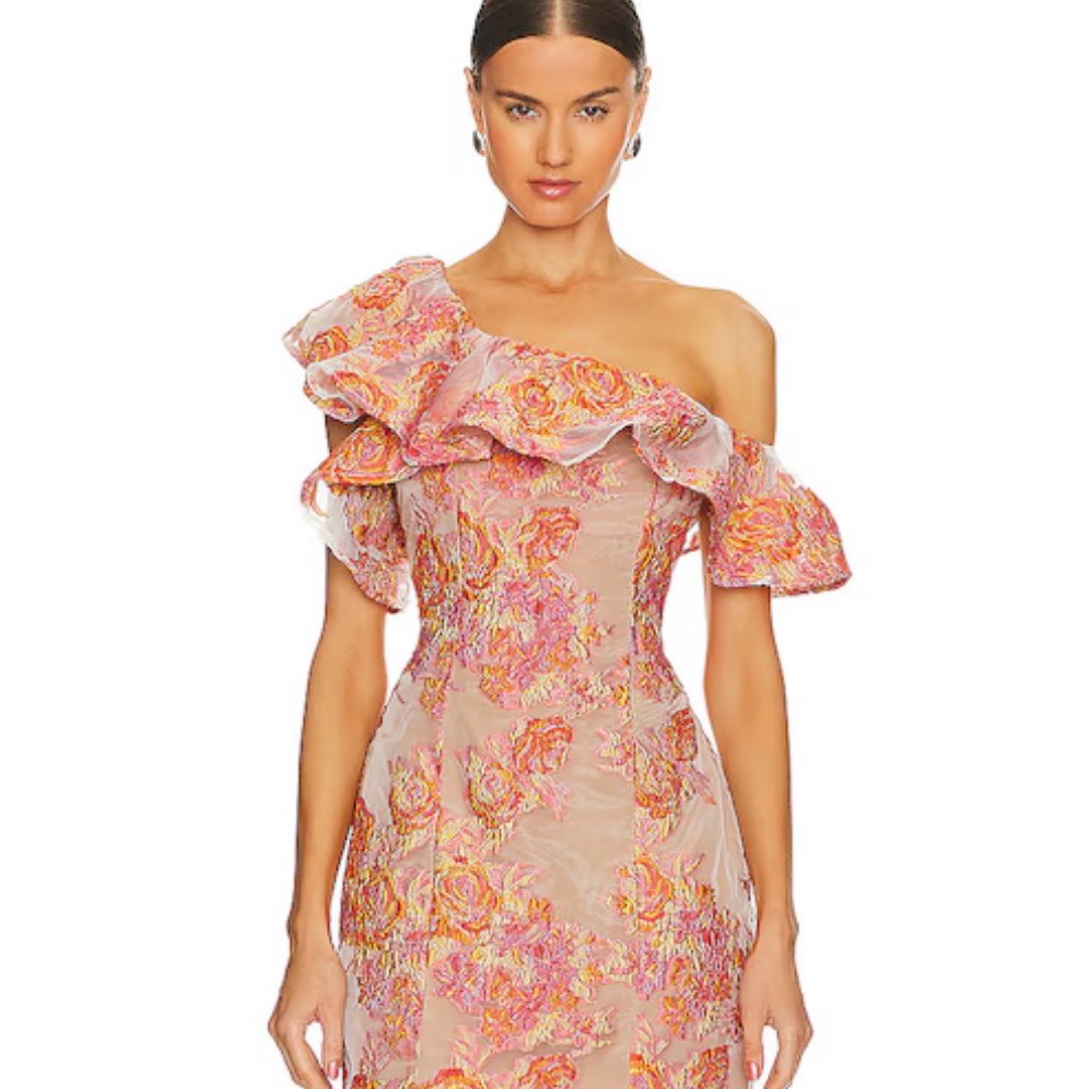 Floral One-Shoulder Dress- Enchantment Dress In Multi